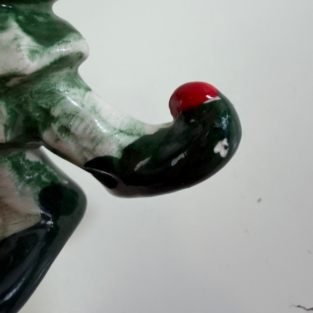 Vintage Napco Christmas Elf Figurine Holly Leaf Hat Bell Japan CX2747 Green - Picture 5 of 5